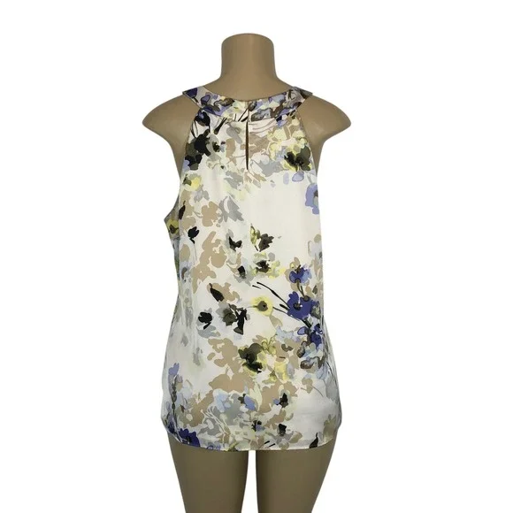 WHBM Watercolor Floral Satin Sleeveless Halter Tank Top Size 12 Office Business - Picture 4 of 10